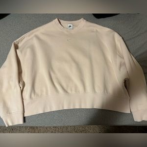 Nike cropped crewneck. Size XL, color is a light tan/cream color, little pink.
